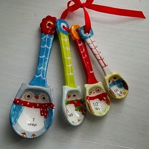 Set of 4 Owl ceramic measuring spoons